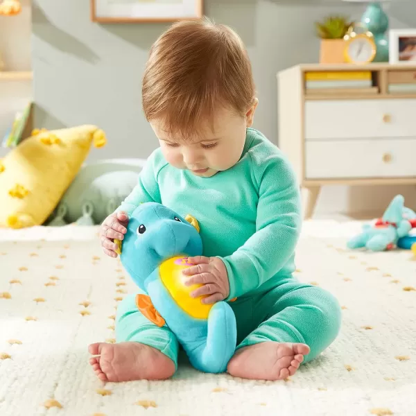 FisherPrice Musical Baby Toy Soothe amp Glow Seahorse Plush Sound Machine With Lights amp Volume Control For Newborns BlueBlue Retail Packaging