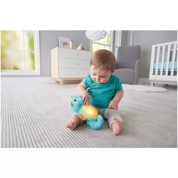 FisherPrice Musical Baby Toy Soothe amp Glow Seahorse Plush Sound Machine With Lights amp Volume Control For Newborns BlueBlue Retail Packaging