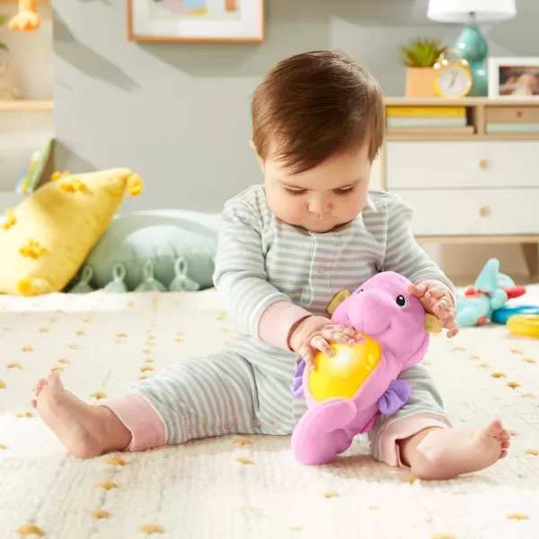 FisherPrice Musical Baby Toy Soothe amp Glow Seahorse Plush Sound Machine With Lights amp Volume Control For Newborns BluePink EasytoOpen Packaging