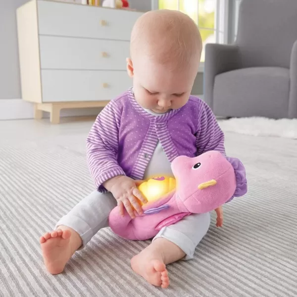 FisherPrice Musical Baby Toy Soothe amp Glow Seahorse Plush Sound Machine With Lights amp Volume Control For Newborns BluePink EasytoOpen Packaging