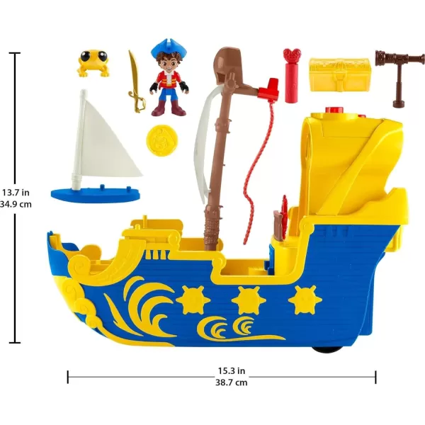 FisherPrice Santiago of the Seas Pirate Ship Lights amp Sounds El Bravo Playset with Santiago Figure for Ages 3 YearsEasytoOpen Packaging