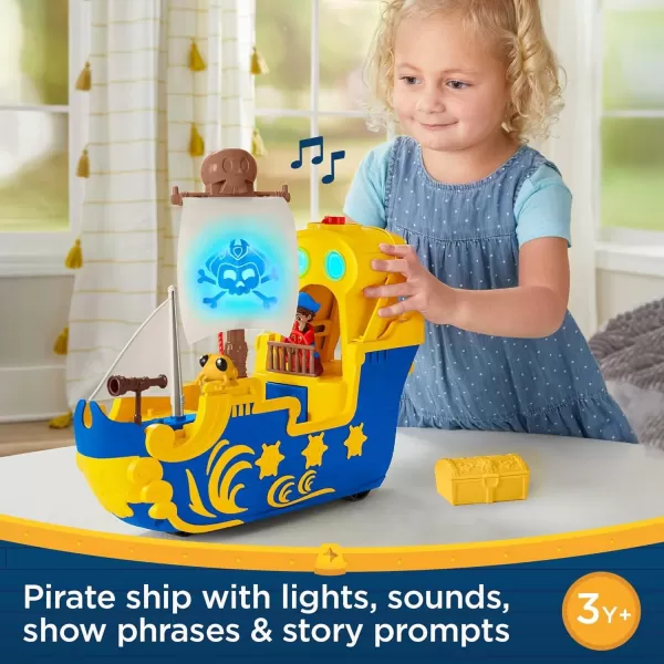 FisherPrice Santiago of the Seas Pirate Ship Lights amp Sounds El Bravo Playset with Santiago Figure for Ages 3 YearsEasytoOpen Packaging