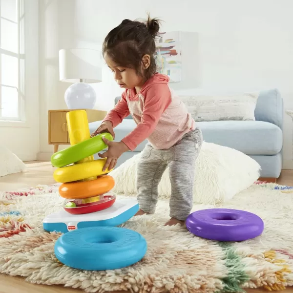 FisherPrice Toddler Toy Giant RockAStack 6 Stacking Rings with RolyPoly Base for Ages 1 Years 14 Inches TallFisherPrice Toddler Toy Giant RockAStack 6 Stacking Rings with RolyPoly Base for Ages 1 Years 14 Inches Tall