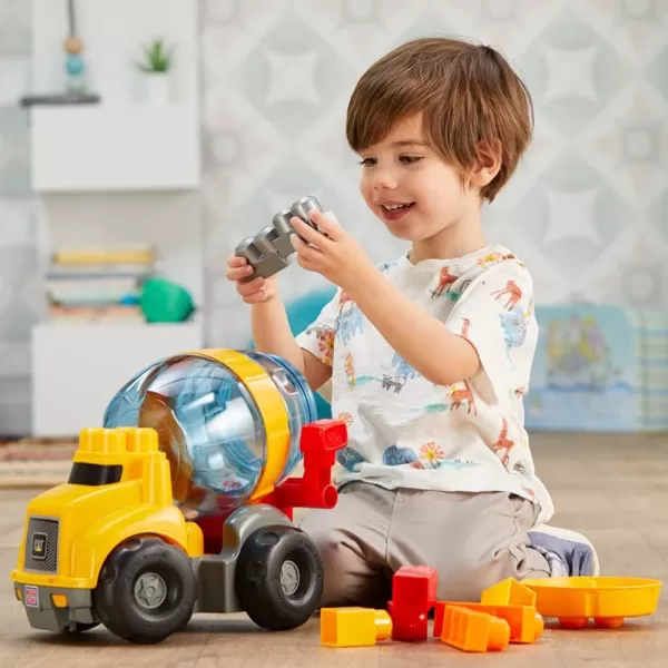 MEGA BLOKS Cat Fisher Price Toddler Building Blocks Cement Mixer Toy Truck With 9 Pieces Gift Ideas For Kids Age 1 YearsMEGA BLOKS Cat Fisher Price Toddler Building Blocks Cement Mixer Toy Truck With 9 Pieces Gift Ideas For Kids Age 1 Years