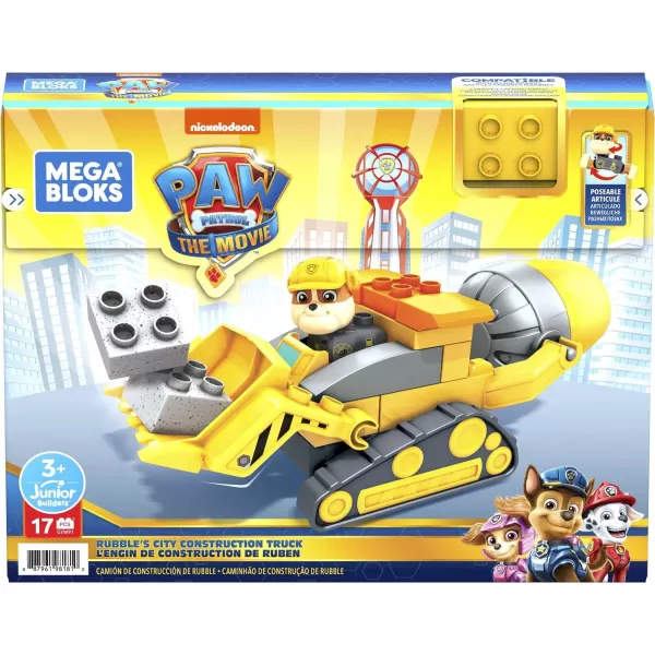 MEGA BLOKS Paw Patrol Toddler Building Blocks Toy Car Rubbles City Construction Truck with 17 Pieces 1 Figure for Kids Age 3 YearsMEGA BLOKS Paw Patrol Toddler Building Blocks Toy Car Rubbles City Construction Truck with 17 Pieces 1 Figure for Kids Age 3 Years