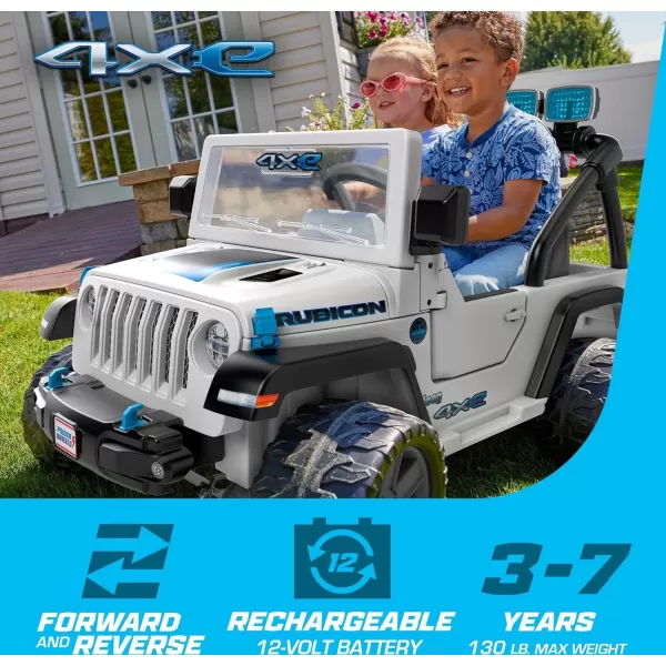 Power Wheels Jeep Wrangler 4Xe RideOn Toy with Sounds and Working Light Bar MultiTerrain Traction Seats 2 Ages 3 Years4Xe