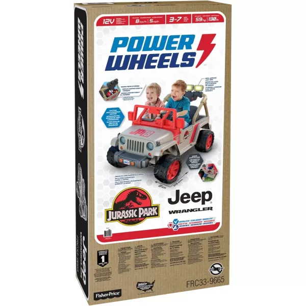 Power Wheels Jeep Wrangler 4Xe RideOn Toy with Sounds and Working Light Bar MultiTerrain Traction Seats 2 Ages 3 YearsJurassic Park