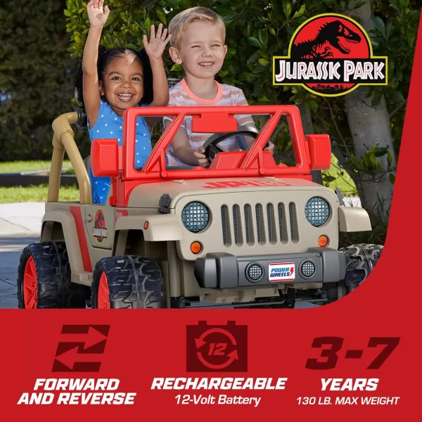 Power Wheels Jeep Wrangler 4Xe RideOn Toy with Sounds and Working Light Bar MultiTerrain Traction Seats 2 Ages 3 YearsJurassic Park