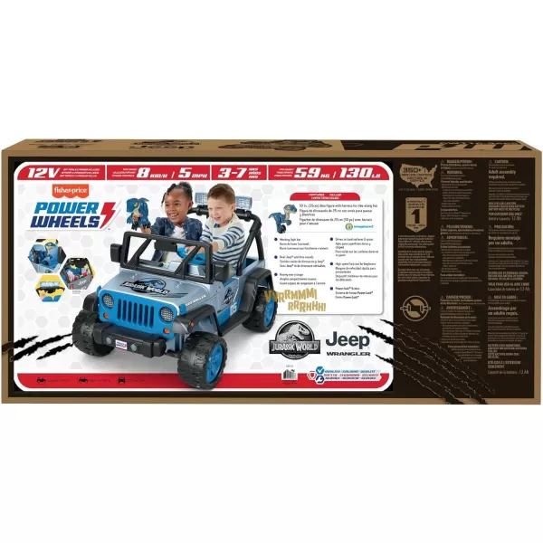 Power Wheels Jeep Wrangler 4Xe RideOn Toy with Sounds and Working Light Bar MultiTerrain Traction Seats 2 Ages 3 YearsJurassic World Jeep