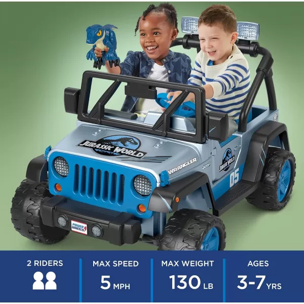 Power Wheels Jeep Wrangler 4Xe RideOn Toy with Sounds and Working Light Bar MultiTerrain Traction Seats 2 Ages 3 YearsJurassic World Jeep