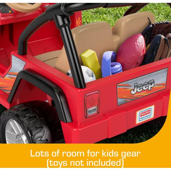 Power Wheels Jeep Wrangler RideOn Battery Powered Vehicle With Charger amp Storage Area For Preschool Kids Ages 3 Years Seats 2 RedJeep Wrangler  Battery