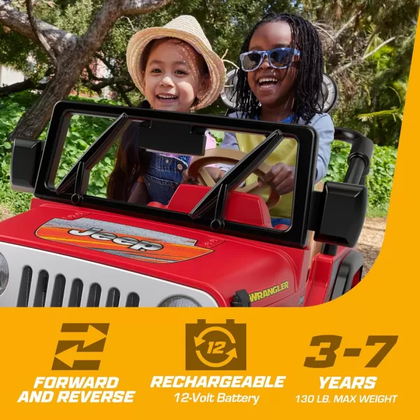 Power Wheels Jeep Wrangler RideOn Battery Powered Vehicle With Charger amp Storage Area For Preschool Kids Ages 3 Years Seats 2 RedRed