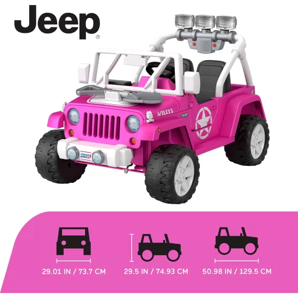 Power Wheels Jeep Wrangler Willys RideOn Battery Powered Vehicle with Sounds amp Lights for Preschool Kids Ages 3 Years PinkPower Wheels Jeep Wrangler Willys RideOn Battery Powered Vehicle with Sounds amp Lights for Preschool Kids Ages 3 Years Pink