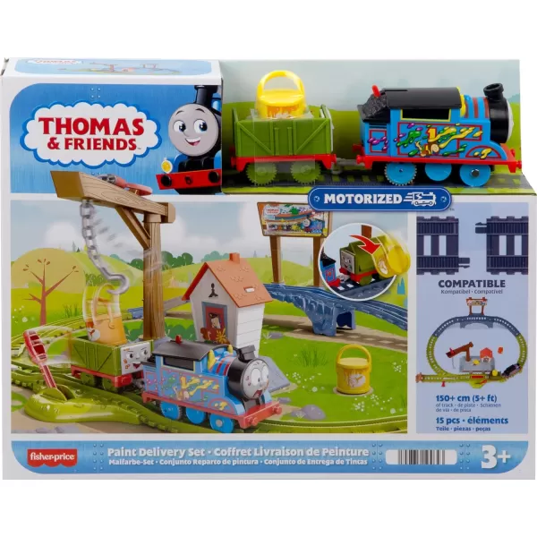 Thomas amp Friends Motorized Toy Train Set Fix Em Up Friends With Carly The Crane Sandy The Rail Speeder amp Thomas For Ages 3 YearsPaint Delivery Set