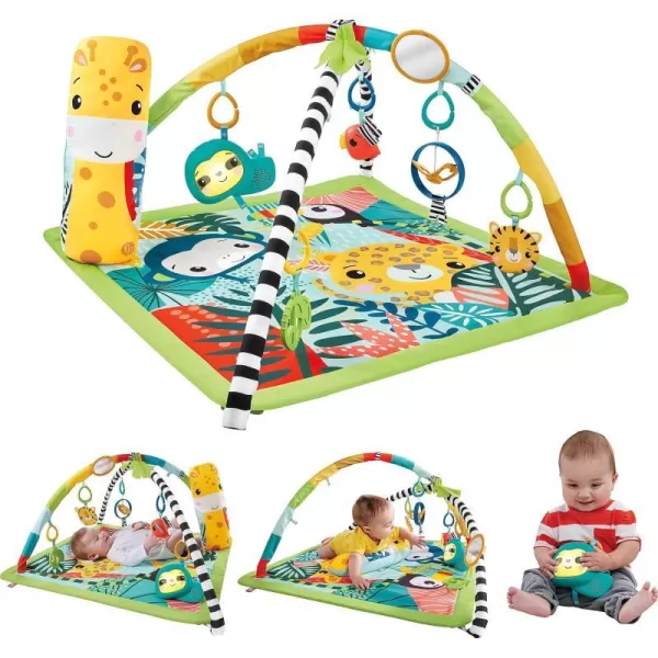 FisherPrice Baby Gift Set 3In1 Music Glow And Grow Gym amp Hedgehog Plush Playmat With 5 Linkable Toys For Newborn Sensory Play3in1 Light amp Sounds Gym