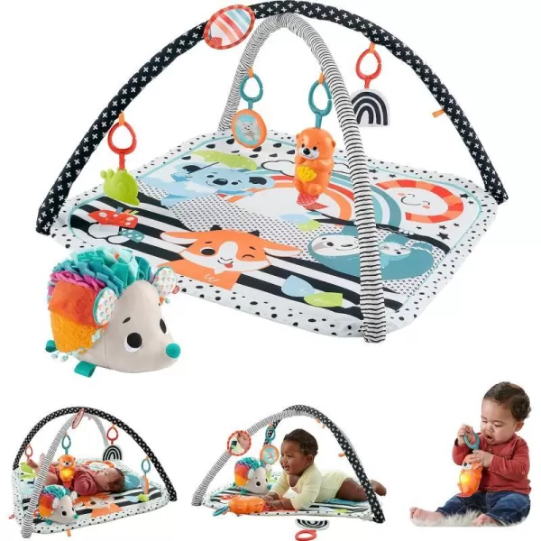 FisherPrice Baby Gift Set 3In1 Music Glow And Grow Gym amp Hedgehog Plush Playmat With 5 Linkable Toys For Newborn Sensory PlayGlow amp Grow  Hedgehog Gym