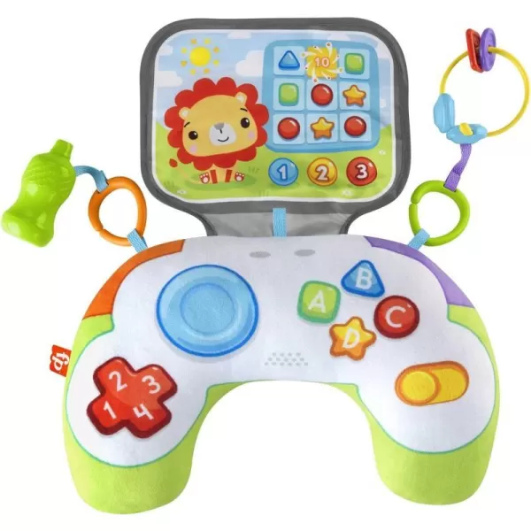 FisherPrice Baby Littlest Gamer Tummy Time Wedge with 2 Linkable Baby Toys for Newborn Gross Motor Skill amp Sensory DevelopmentLittlest Gamer Wedge