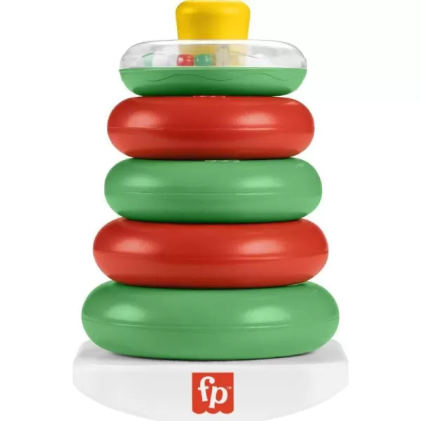 FisherPrice Baby Stacking Toy RockAStack RolyPoly Base With 5 Colorful Rings For Ages 6 MonthsHoliday RockAStack