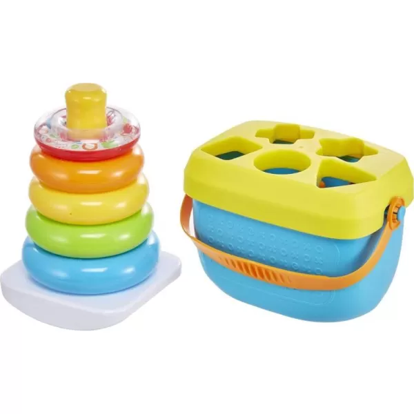 FisherPrice Baby Stacking Toy RockAStack RolyPoly Base With 5 Colorful Rings For Ages 6 MonthsRockaStack amp Blocks Bundle