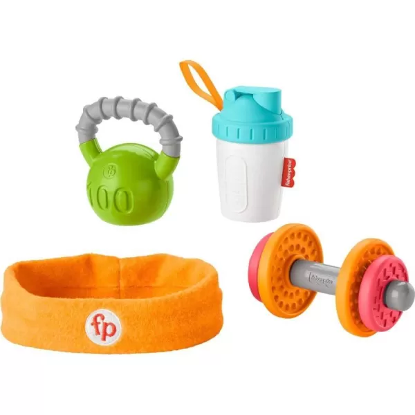 FisherPrice Baby Teething amp Rattle Toys Baby Biceps Gift Set GymThemed for Infant Fine Motor amp Sensory Play 4 PiecesBaby Biceps