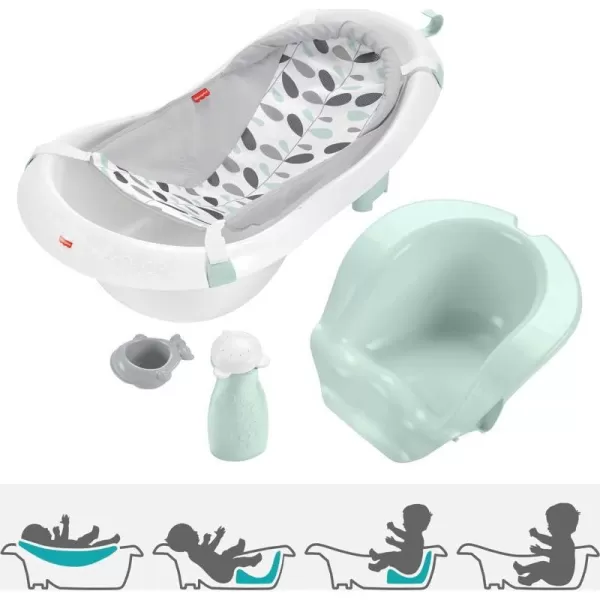 FisherPrice Baby to Toddler Bath 4In1 Sling N Seat Tub with Removable Infant Support and 2 Toys Pacific PebbleClimbing Leaves