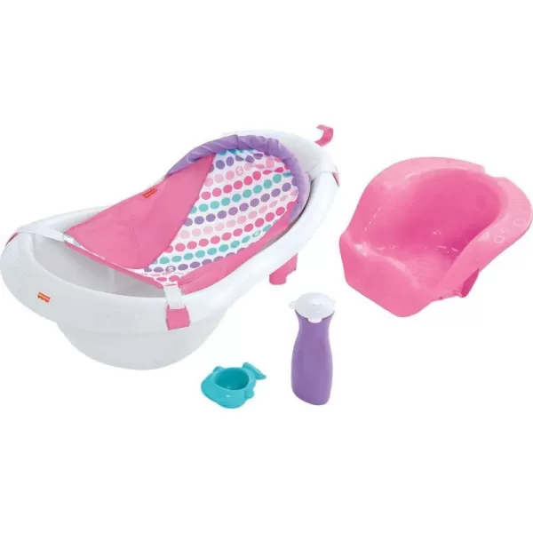 FisherPrice Baby to Toddler Bath 4In1 Sling N Seat Tub with Removable Infant Support and 2 Toys Pacific PebblePink