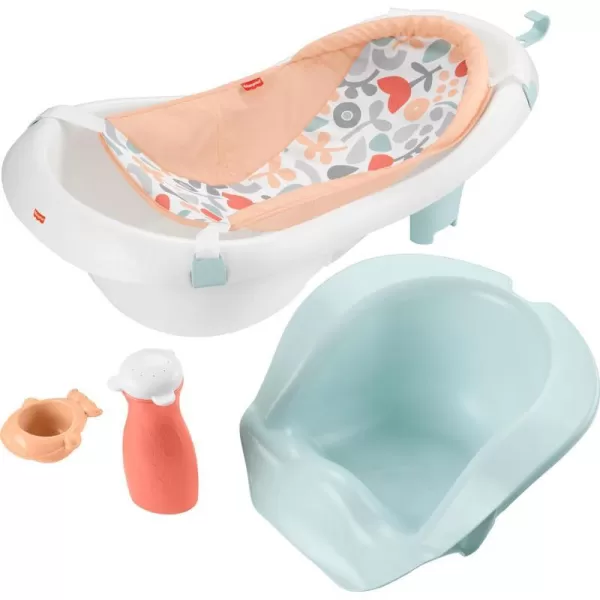 FisherPrice Baby to Toddler Bath 4In1 Sling N Seat Tub with Removable Infant Support and 2 Toys Pacific PebbleSummer Blossoms