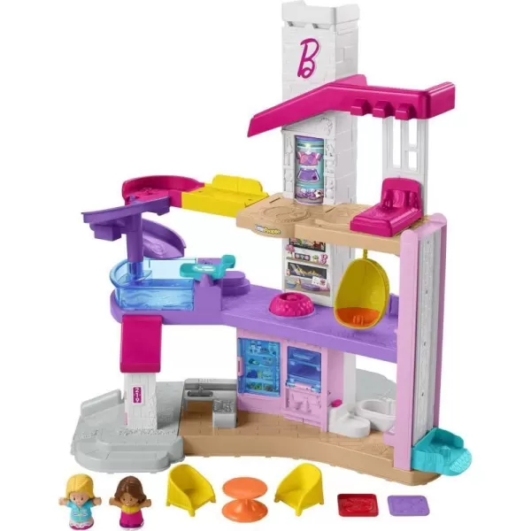 FisherPrice Little People Barbie Toddler Toy Little Dreamhouse Playset With Music Lights Sounds amp 7 Pieces For Ages 18 MonthsStandard Packaging