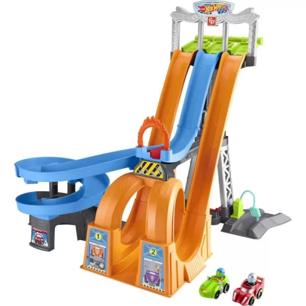 FisherPrice Little People Toddler Playset Hot Wheels Racing Loops Tower Race Track with Stunt Ramp amp Sounds for Ages 18 MonthsStandard Packaging