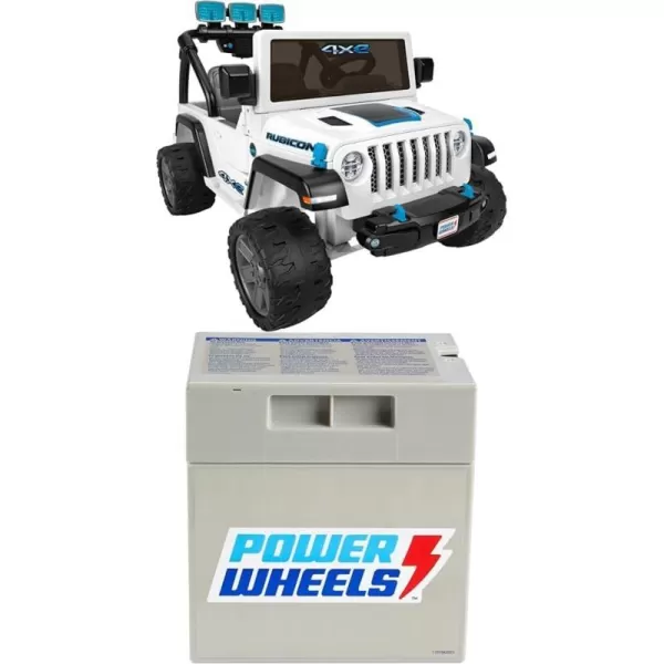 Power Wheels Jeep Wrangler 4Xe RideOn Toy with Sounds and Working Light Bar MultiTerrain Traction Seats 2 Ages 3 YearsJeep 4xe  Battery