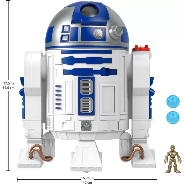 FisherPrice Imaginext Star Wars Toy R2D2 175 in Tall with Lights Sounds ampamp C3P0 Metal Character Key for Kids Ages 3 Years