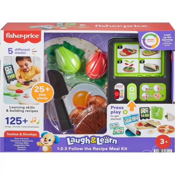 FisherPrice Preschool Kitchen Playset Laugh ampamp Learn 123 Follow The Recipe Meal Kit 30Piece Pretend Cooking Toy Set for Ages 3 Years