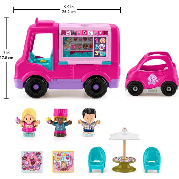 FisherPrice Little People Barbie Toddler Toy Cupcake Truck Musical Playset with 9 Pieces for Pretend Play Kids Ages 18 Months Amazon Exclusive