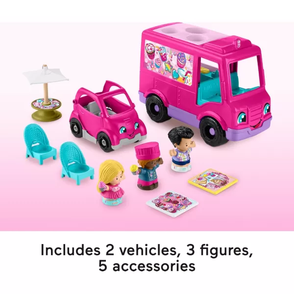 FisherPrice Little People Barbie Toddler Toy Cupcake Truck Musical Playset with 9 Pieces for Pretend Play Kids Ages 18 Months Amazon Exclusive