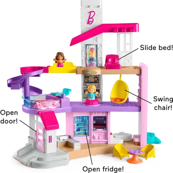 FisherPrice Little People Barbie Toddler Toy Little DreamHouse Playset with Music Lights ampamp Figures for Pretend Play Kids Ages 18 MonthsDreamhouse