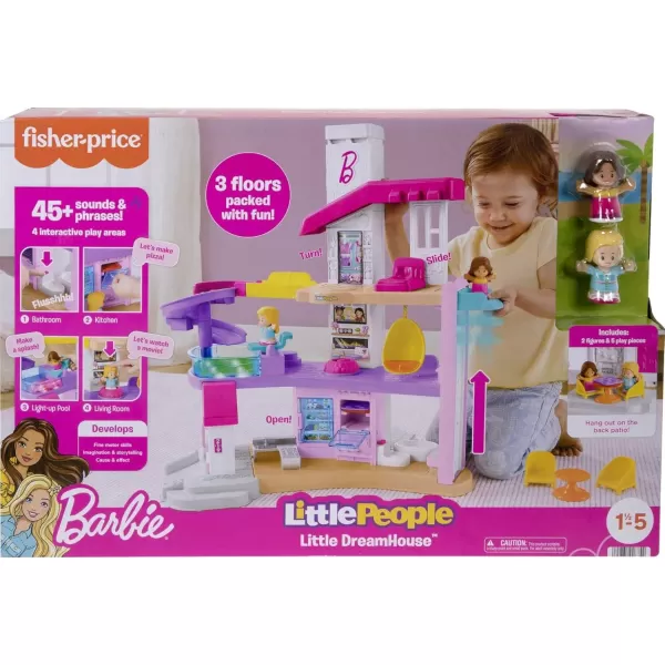 FisherPrice Little People Barbie Toddler Toy Little DreamHouse Playset with Music Lights ampamp Figures for Pretend Play Kids Ages 18 MonthsDreamhouse