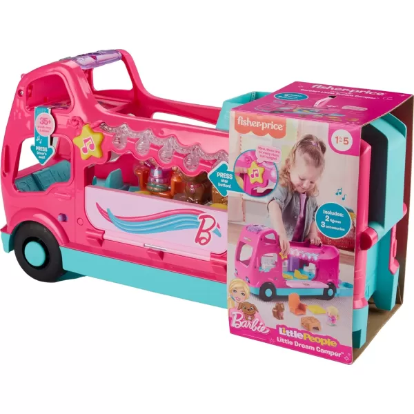 FisherPrice Little People Toddler Toy Barbie Little Dreamcamper RV Playset with Music ampamp Lights for Pretend Play Kids Ages 18 Months