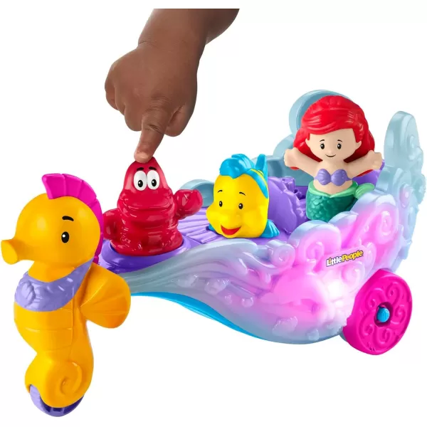 FisherPrice Little People Toddler Toy Disney Princess Ariels LightUp Sea Carriage Musical Vehicle for Pretend Play Ages 18 MonthsAriels Sea Carriage