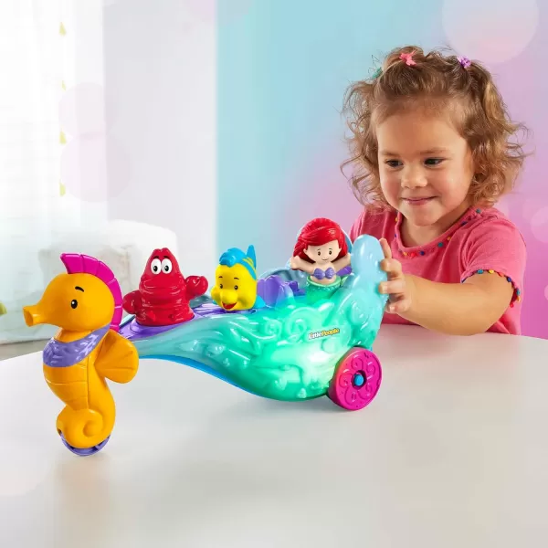 FisherPrice Little People Toddler Toy Disney Princess Ariels LightUp Sea Carriage Musical Vehicle for Pretend Play Ages 18 MonthsAriels Sea Carriage