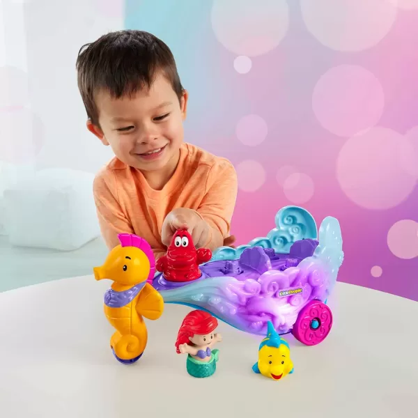 FisherPrice Little People Toddler Toy Disney Princess Ariels LightUp Sea Carriage Musical Vehicle for Pretend Play Ages 18 MonthsAriels Sea Carriage