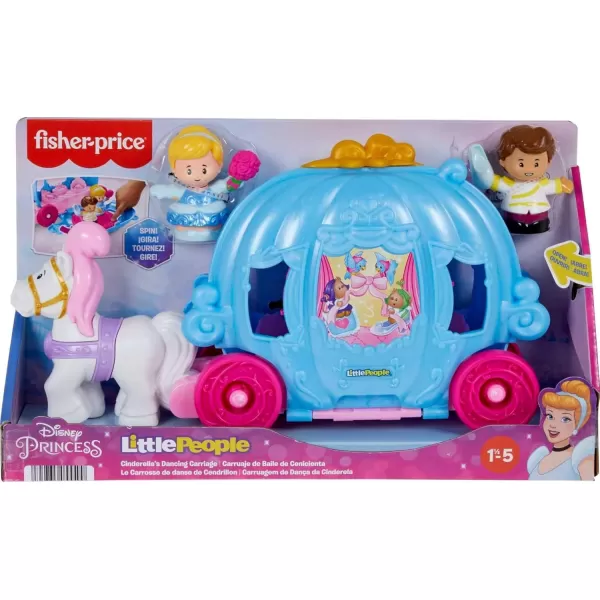 FisherPrice Little People Toddler Toy Disney Princess Cinderellas Dancing Carriage Playset with Figures for Pretend Play Ages 18 Months