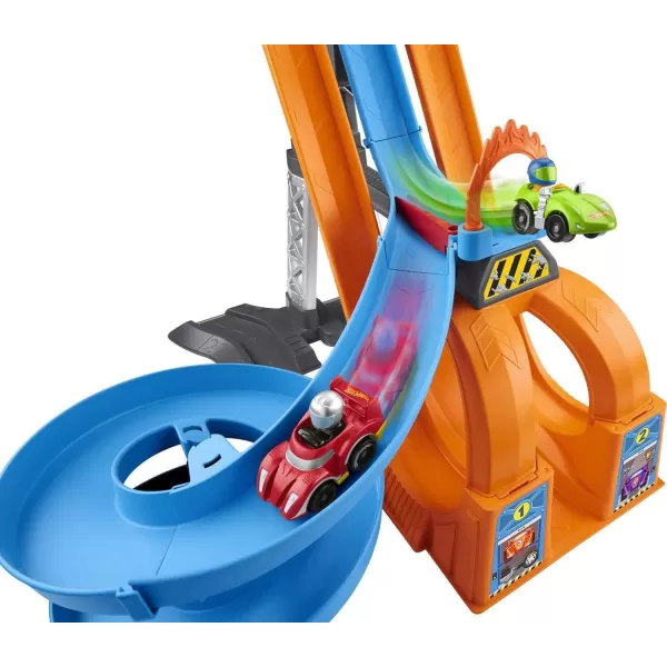 FisherPrice Little People Toddler Toy Hot Wheels Racing Loops Tower Race Track with Stunt Ramp ampamp Sounds for Pretend Play Ages 18 MonthsStandard Packaging