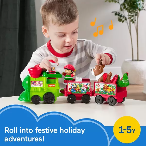 FisherPrice Little People Toddler Toy Musical Christmas Train with Santa Elf ampamp Reindeer Figures for Pretend Play Kids Ages 1 Years