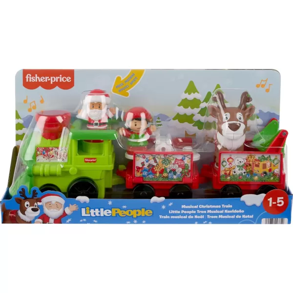 FisherPrice Little People Toddler Toy Musical Christmas Train with Santa Elf ampamp Reindeer Figures for Pretend Play Kids Ages 1 Years