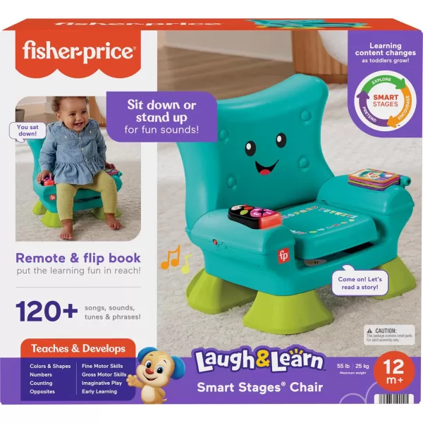 FisherPrice Toddler Learning Toy Laugh ampamp Learn Smart Stages Chair with Music Lights ampamp Activities for Infants Ages 1 Years Teal