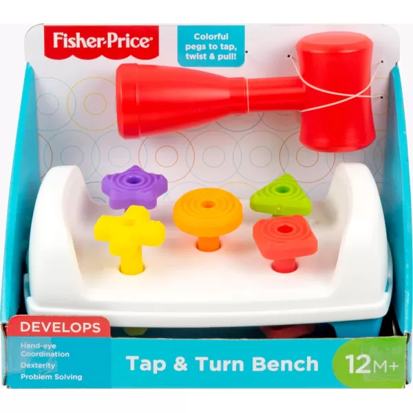 FisherPrice Toddler Toy Tap ampamp Turn Bench Pretend Tools 2Sided Construction Set for Ages 1 Years