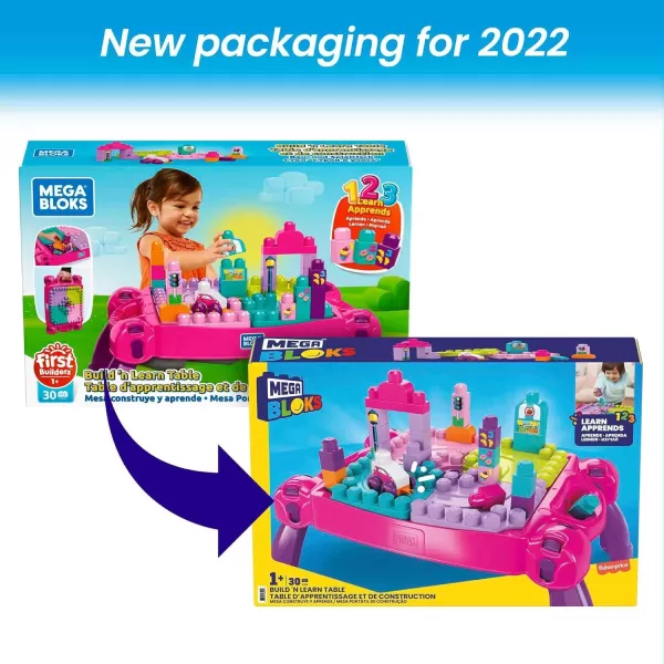 MEGA BLOKS First Builders Toddler Blocks Toy Set Build n Learn Activity Table with 30 Pieces and Storage Pink Ages 1 Years Amazon ExclusivePink