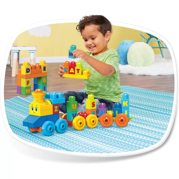 MEGA BLOKS First Builders Toddler Building Blocks Toy Set ABC Musical Train with 50 Pieces Music and Sounds Ages 1 YearsABC Musical Train