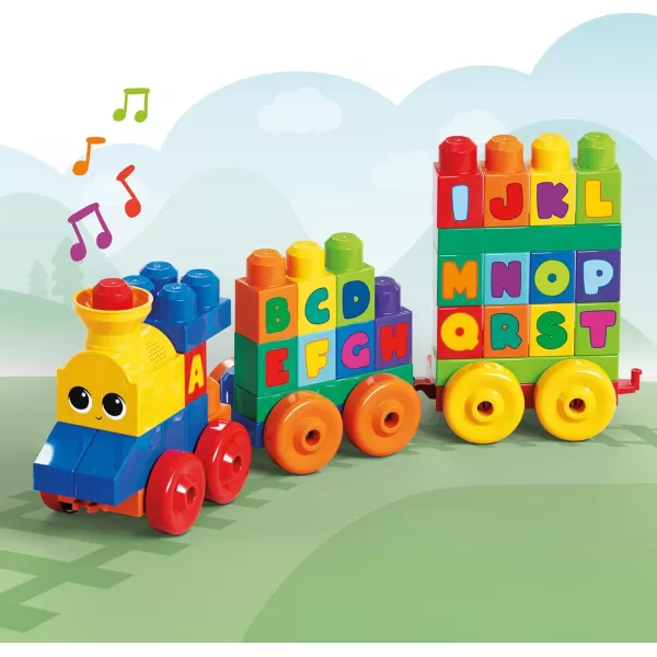 MEGA BLOKS First Builders Toddler Building Blocks Toy Set ABC Musical Train with 50 Pieces Music and Sounds Ages 1 YearsABC Musical Train