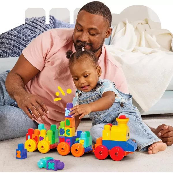 MEGA BLOKS First Builders Toddler Building Blocks Toy Set ABC Musical Train with 50 Pieces Music and Sounds Ages 1 YearsABC Musical Train